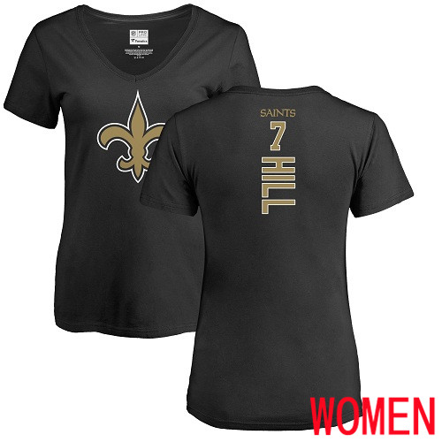 New Orleans Saints Black Women Taysom Hill Backer Slim Fit NFL Football #7 T Shirt->women nfl jersey->Women Jersey